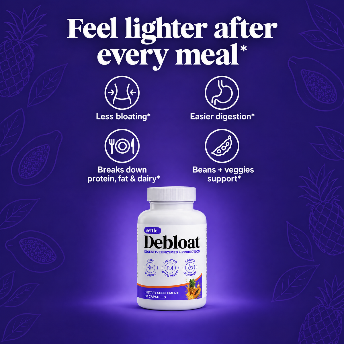 Feel lighter after every meal: less bloating, easier digestion, breaks down protein, fat and dairy